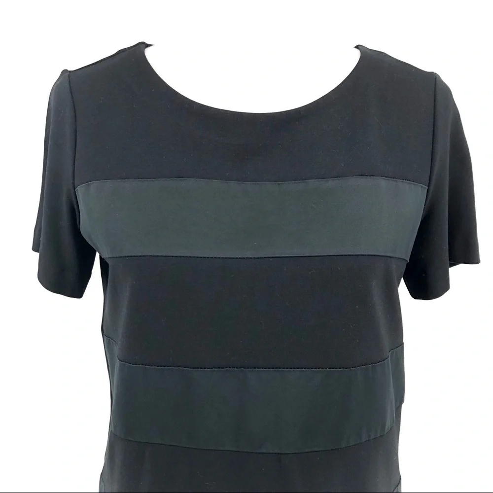 Madewell Black Satin Stripe Night Out T-Shirt, S - Picture 3 of 6